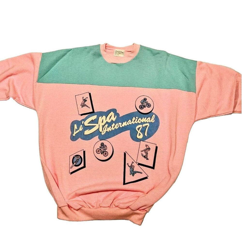 Marko DAngelo Le Spa International 1980s Sweatshirt Color Block Size Small Vtg
